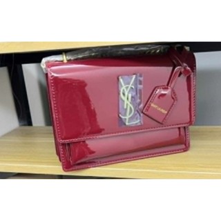 聖羅蘭YvesSaintLaurent Sunset YSL 金屬LOGO翻蓋釦式鏈條肩背斜背包