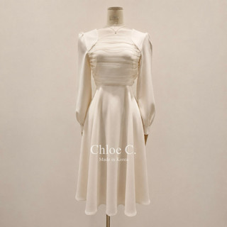 🇰🇷Chloe C. 韓國東大門服飾🇰🇷 [斷貨款］正韓公主袖拼接紡紗收肩洋裝
