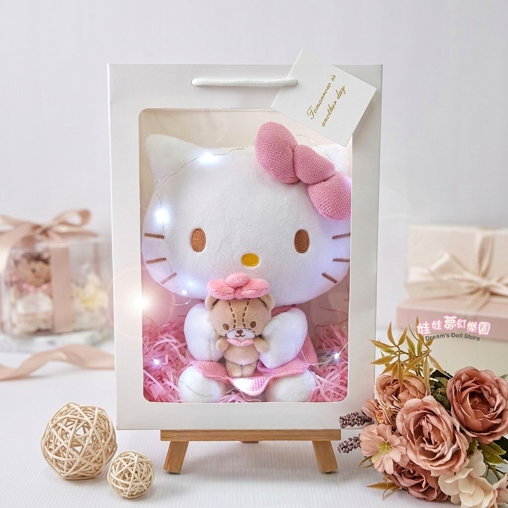 kitty玩偶~kitty禮物袋~kitty抱小熊~正版kitty娃娃~三麗鷗 Hello Kitty娃娃~情人節禮物