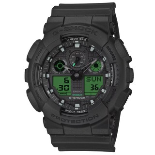 CASIO G-SHOCK 電光綠 時尚雙顯腕錶 GA-100BEG-1A
