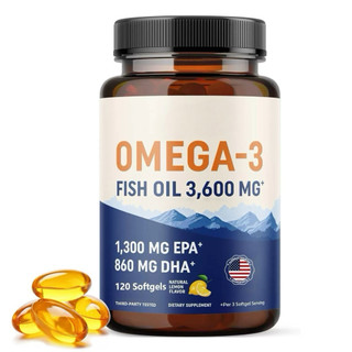 【買一送一】Omega 3 魚油軟膠囊 3600 毫克,1300毫克 EPA + 860 毫克 DHA 120粒軟膠囊