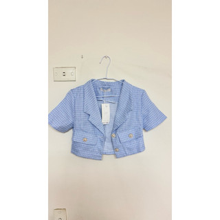 現貨 小香風 短板 外套 質感 藍色Air space lady