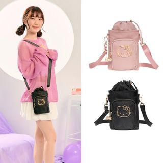 【Hello Kitty】金緻凱蒂 手機包 抽繩手機包 隨身小包 KITTY小包