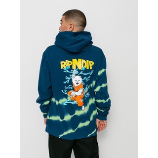 RIPNDIP SUPER SANERM HOODIE 七龍珠 紮染藍 帽T 中指貓 台灣總代理-ALL