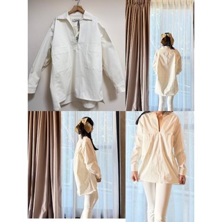 Max Mara 厚磅材質白色v領襯衫