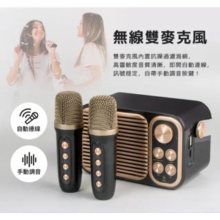 (179).aibo LXS3 經典復古 雙人對唱行動KTV 藍芽喇叭無線麥克風組(經典灰)