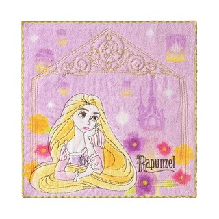 Marushin 丸真 迪士尼 魔法奇緣 滾邊刺繡純棉小方巾 炫彩城堡 RS67661