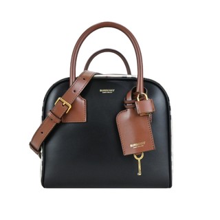 BURBERRY CUBE經典格紋拼接皮革兩用包(卡其黑)｜100%原廠真品｜JS Maxx官方旗艦館