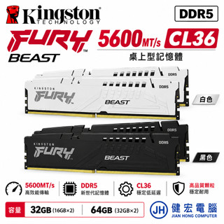 Kingston 金士頓 FURY Beast DDR5 5600 32GB 64GB(16GBx2)(32GB*2)