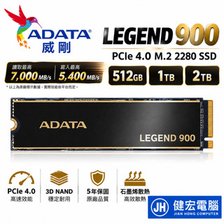 ADATA 威剛LEGEND 900 512G 1TB 2TB PCIe4.0 M.2 2280 SSD固態硬碟