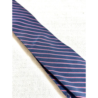 全新 Yves Vacarisas PARIS 領帶 Pink Striped Navy Blue Skinny Tie