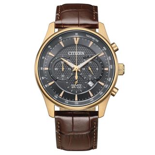 CITIZEN 星辰 Chronograph系列 經典三眼石英計時腕錶-皮帶款/42mm(AN8193-02H)