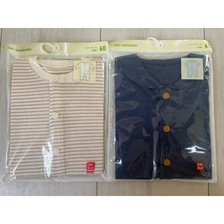 全新 Uniqlo 新生兒連身衣 寶寶衣服 60cm 條紋 深藍