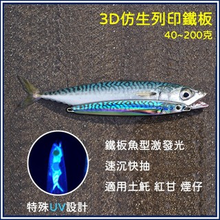3D仿生列印鐵板 40~200克 鯖魚鐵板 快抽速沉鐵板 仿生鐵板 夜光鐵板 岸拋鐵板 鐵板 紅甘鐵板 土魠鐵板