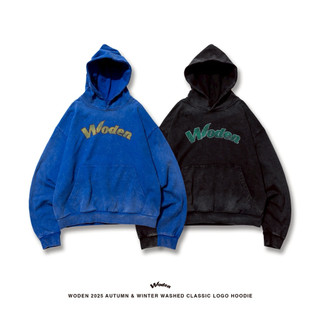 WODEN 2025 Autumn & Winter Washed Classic LOGO Hoodie