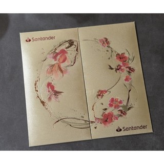 (K)(連)Santander 西班牙 超質感 針織布面質感超好 燙金 紅包袋 收藏左右兩邊圖形對稱設計 成對出售