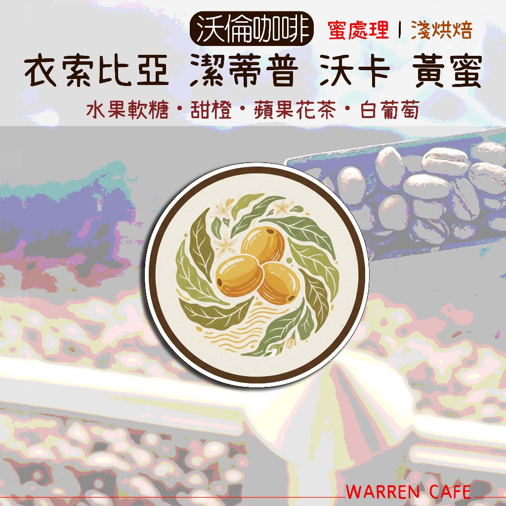 【沃倫咖啡】衣索比亞 潔蒂普鎮 沃卡村 黃蜜 G1丨 蜜處理丨淺烘焙