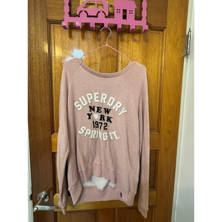 二手Superdry粉色大學T