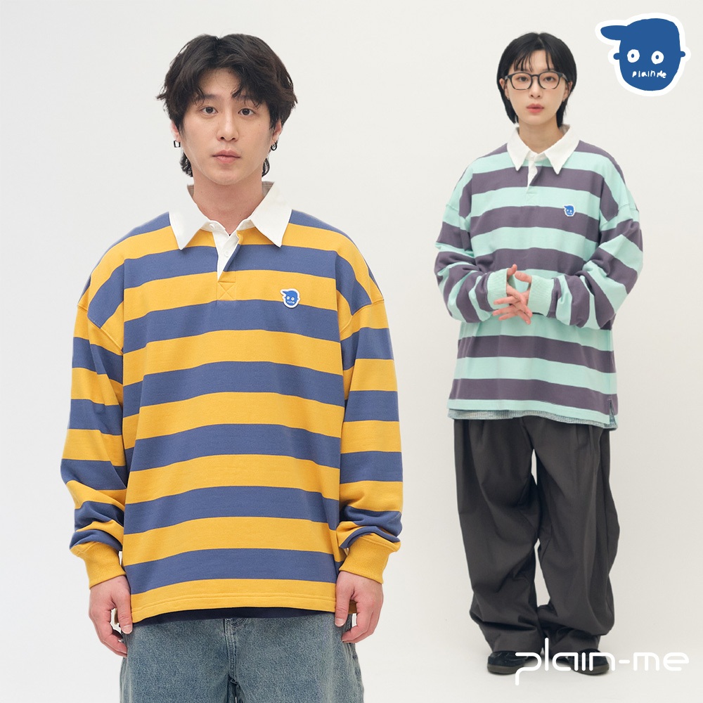 plain-me [小P社長] 條紋長袖 POLO衫 長袖 大學t 長Tee [PPP3601-261]