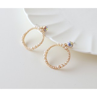 {Luna Jewelry🥰日常的微光}珍珠獨白耳環 防敏鋼針 水晶耳環 水鑽耳環 韓款耳環 抗過敏耳環 珍珠耳環