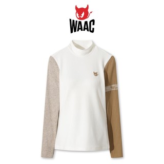 【WAAC】KNIT RIB COLOR HYBRID PULLOVER 女士 高領撞色長袖上衣