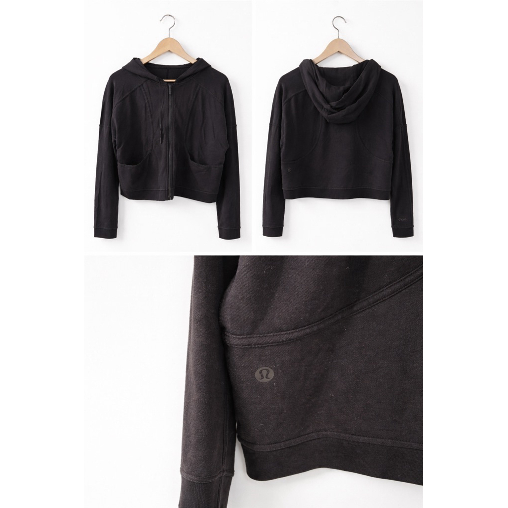 Lululemon 黑色短版連帽外套 尺寸 8
