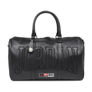 Nike 行李袋 Jordan Monogram 皮革 手提 圓筒包 旅行袋 運動包袋 黑 IR8410010