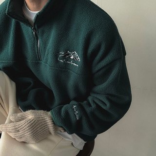 正韓質感安地斯山刺繡抓絨半拉鍊長袖衛衣 3色 YUPPIE 預購商品 0223