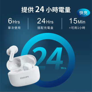 真無線耳機 IPX4防潑水 黑色/白色無線耳機 PHILIPS 強力低音入耳式無線藍牙耳機-TAT1109 入耳式耳機