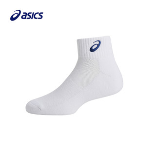 ASICS【授權經銷商】運動短筒襪 男女中性款 訓練配件 刺繡logo 透氣網布 白藍 3033C108-101