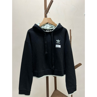 Adidas originals hoodie 愛迪達短版黑色連帽外套 草寫logo 蒂芬妮綠棉質夾克 9.9成新 帽T