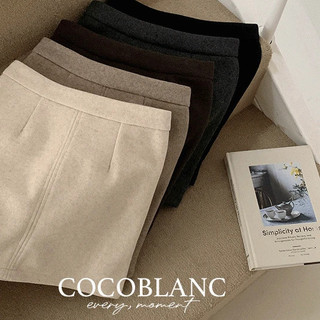 Codibook｜韓國 cocoblanc 複古麂皮材質淺紫色休閒短裙［現貨 - 奶油色 S］裙子 女裝