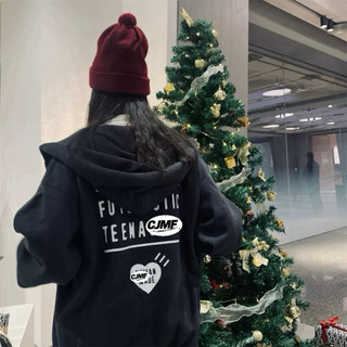 【𝑪𝑱𝑴𝑭】HUMAN ZIP-UP愛心刺繡字母連帽外套 黑色灰色 拉鍊外套 毛圈布料 寬鬆外套 男女同款