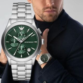 【EMPORIO ARMANI】騎士風 三眼鋼帶 男錶 AR11480