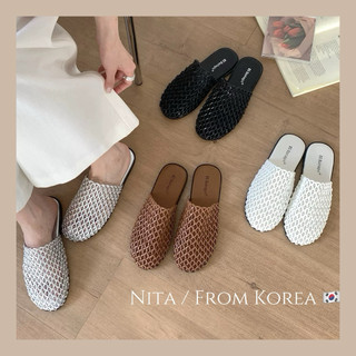 Nita🇰🇷正韓直送鏤空編織包頭拖鞋女外穿穆勒鞋懶人鞋防滑網鞋 2026新款東大門代購韓國代購