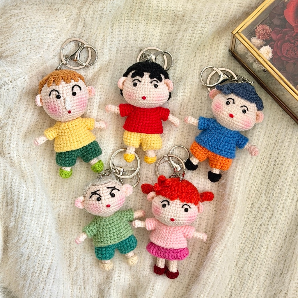 《現貨＋預購》蠟筆小新-春日部防衛隊 💗 手作鉤織毛線｜編織娃娃｜鑰匙圈｜吊飾