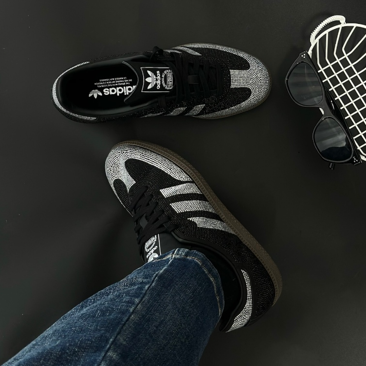🎯輕氧 adidas originals SAMBA OG 情人節限定 爆閃鑽 德訓鞋 男女款 黑銀 IH9052