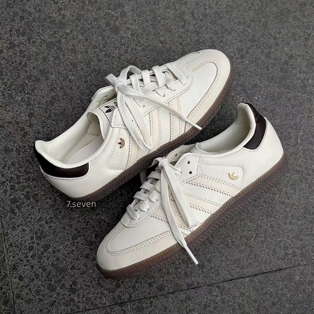 7·SEVEN adidas originals SAMBA OG 淺粉 奶油白 金標三葉草 女款 IH6628
