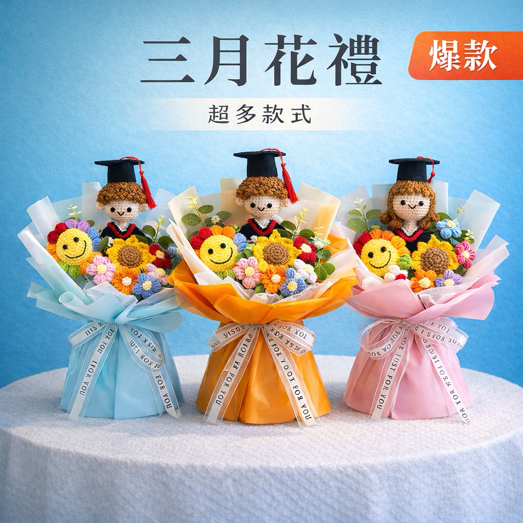 現貨～台南三月花禮～《蝦皮代開發票》畢業季禮物-畢業花束～畢業生～畢業小熊～向日葵花束.送老師 送同學金榜題名