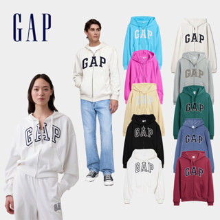【Gap】男女裝 寬版Logo法式毛圈/寬鬆Logo拉鍊連帽外套 多款規格任選 (887993&674144)