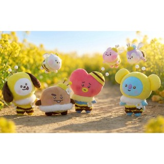 BT21 HONEY BEE 系列 蜜蜂娃娃 蜜蜂娃娃吊飾 蜂蜜造型捲尺娃娃吊飾 旅行收納袋 環保袋