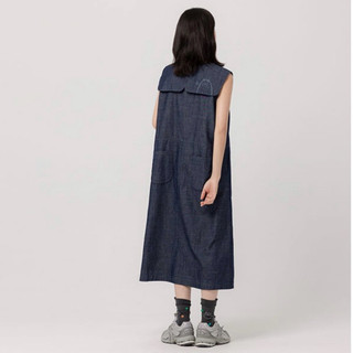 a la sha 【全新、深藍/淺藍】Q咪大領片牛仔背心洋裝👗