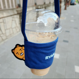 KAKAO FRIENDS 保溫杯 杯套 飲萊恩 屁桃 探頭造型 Ryan 刺繡 飲料提袋 星巴克咖啡提袋
