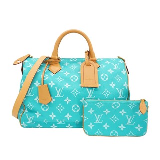 Louis Vuitton 展示品 Speedy P9 40 小牛皮手提斜背二用包(M11564-綠松石)