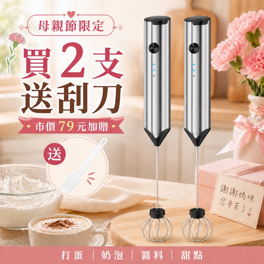 【現貨免運&買2支加贈刮刀】母親節特惠 無線電動攪拌器 奶泡器 攪拌棒 打蛋器 快速綿密奶泡 無線打蛋器