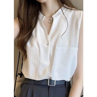 快速出貨🌸DIFF韓版氣質無袖襯衫 女裝 衣服 短版上衣 小背心 夏天女裝 短袖上衣 短袖t恤女