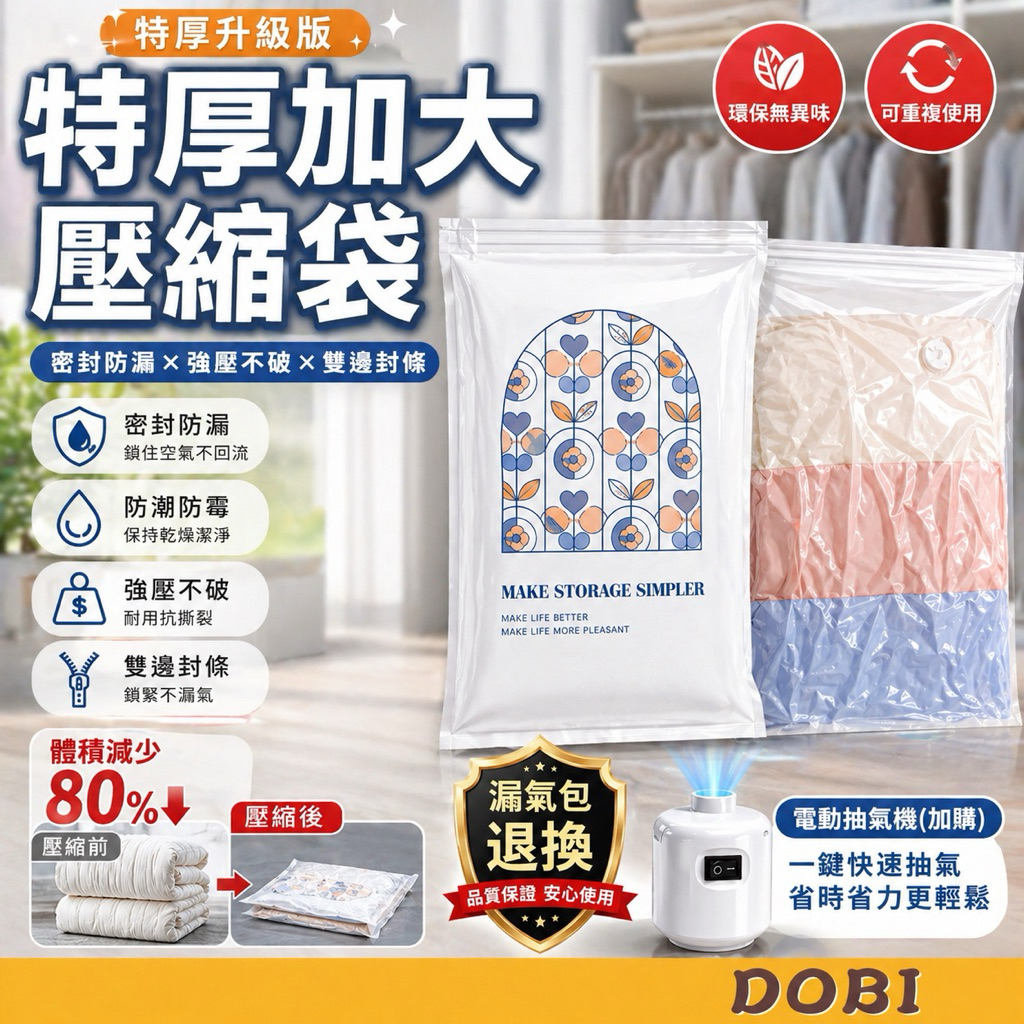 【漏氣包退換！】特厚加大壓縮袋 真空壓縮袋 衣物真空袋 壓縮袋 真空收納袋 棉被壓縮袋 衣服壓縮袋 收納袋