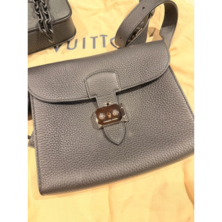 二手Hermes Sac a Depeches 21 黑色銀扣 郵差包