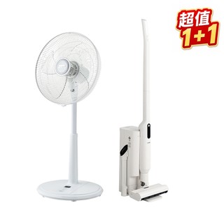 【超值1+1】SAMPO 聲寶 16吋微電腦遙控DC直流馬達風扇 SK-FM16KD+自動集塵無線吸塵器EC-UA18U