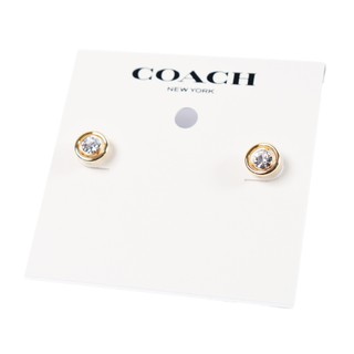 COACH 專櫃款 Halo Tea 玫瑰晶鑽針式耳環-金色【美國正品現貨】